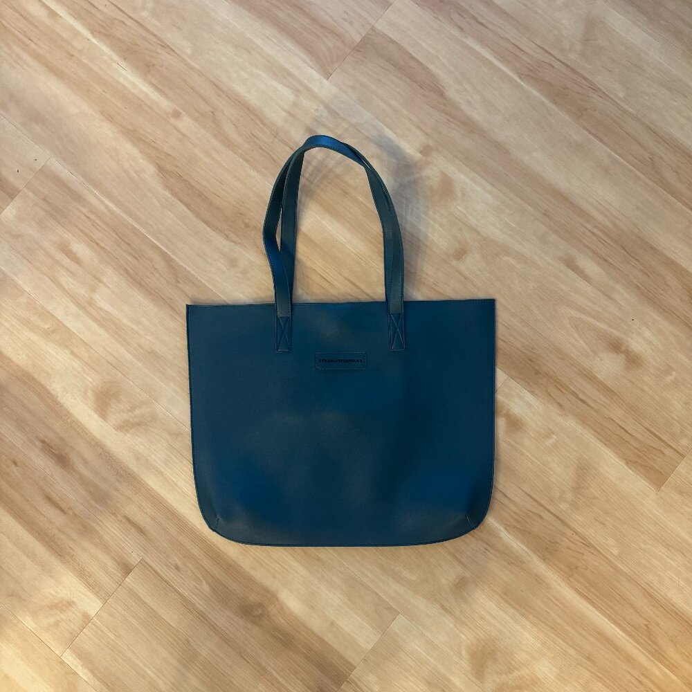 Straightforward Black Vegan Leather Structured Tote Bag